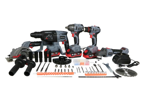 Аккумуляторный бесщеточный E0267 НАБОР 5в1 PROFIPOWER ProfiSet-5F18 (Li-ion-3шт, 4Ач, З/У, кейс, E0080, E0081,T0058, T0056, E0188)