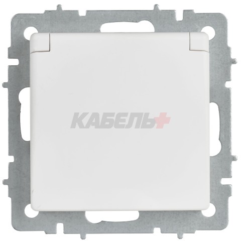 BRITE Розетка 1-местная с заземлением с защитными шторками и крышкой 16А IP20 РСбш10-3-БрАБ арктический белый IEK