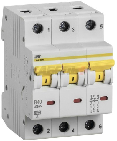 KARAT Автоматический выключатель ВА47-60M 3P B 40А 6кА IEK