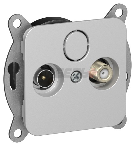 FLITE Розетка 2-местная TV+SAT экранированная оконечная РТВс-2-1-1-ФлА алюминий IEK