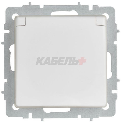 BRITE Розетка 1-местная с заземлением с защитными шторками и крышкой 16А IP44 РСбш10-3-44-БрАБ арктический белый IEK