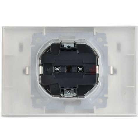 BRITE Розетка 2-местная с заземлением с защитными шторками и крышкой 16А в сборе IP44 РСбш12-3-44-БрАБ арктический белый IEK