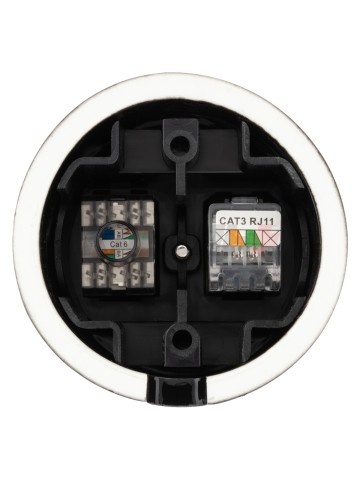 Розетка телефонная RJ11 + компьютерная RJ45 черная «Болонь» TDM