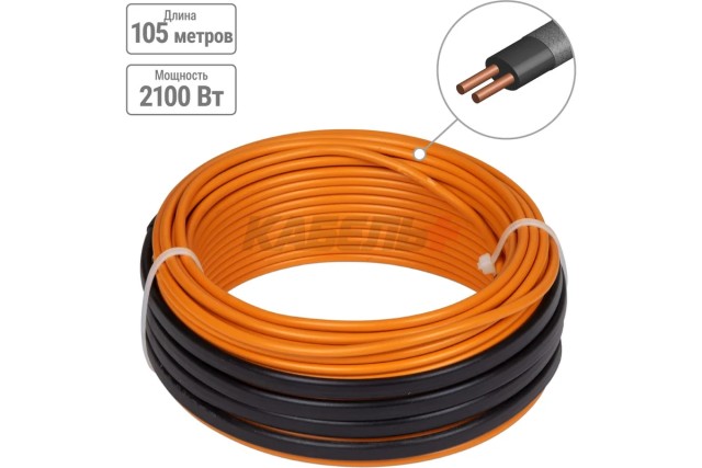 Двухжильный теплый пол в стяжку "ПРОФИ",105 м, 2100 Вт, S укладки 14-20 м², TDM.