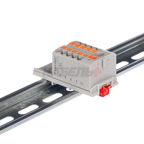 Блок распределительный, зажим push-in, 1 ввод 6 кв.мм, 10 точек подключения 2,5 кв.мм, серый DKC