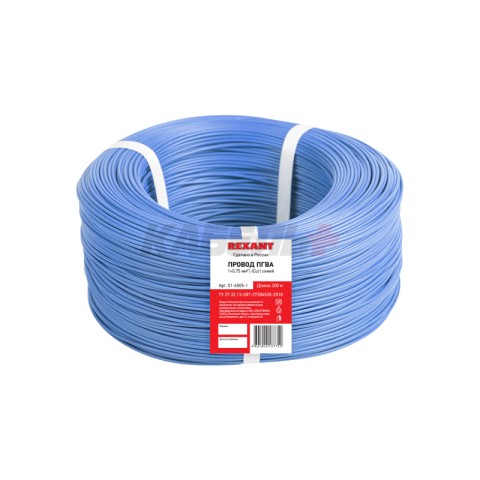 Провод ПГВА 1х0,75мм², Cu, синий, бухта 200м REXANT