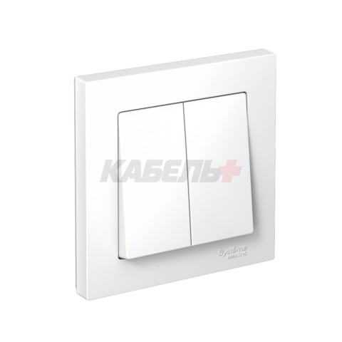 ATLASDESIGN 2-клавишный ВЫКЛЮЧАТЕЛЬ, сх.5, 10АХ, в сборе, быстрозажим. клем., БЕЛЫЙ