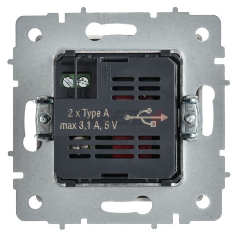 BRITE Розетка USB A+A 5В 3,1А РЮ10-1-БрАБ арктический белый IEK