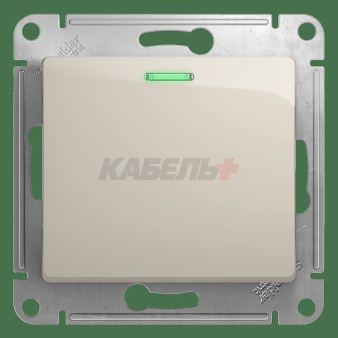 Переключатель 1-клавишный, с подсветкой Schneider Electric Glossa GSL000963 Молочный