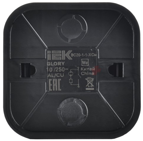 GLORY Выключатель 1-клавишный для открытой установки с индикацией 10А ВС20-1-1-ХСм сталь матовый IEK