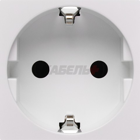 Розетка с заземляющим контактом без защитной шторки и безвинтовым зажимом (2 модуля) белая