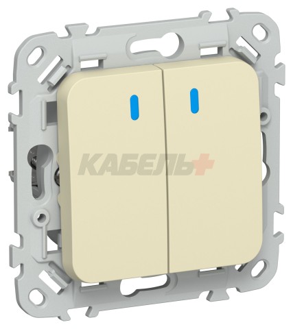 FLITE Выключатель 2-клавишный с индикацией 10А ВС12-1-1-ФлН навахо IEK