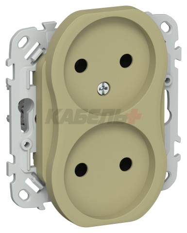FLITE Розетка 2-местная без заземления без защитных шторок 10А РС02-0-ФлО оливковый IEK