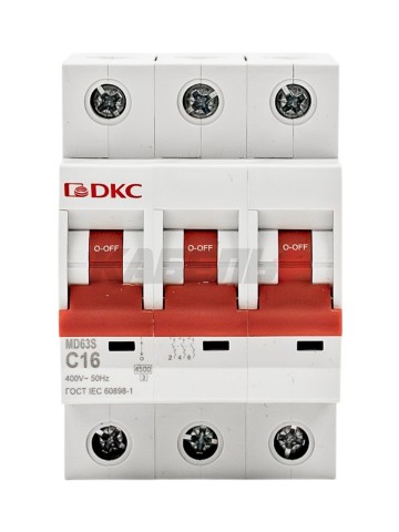 Автоматический выключатель YON max типа MD63S, 4,5кА, 3 полюса, хар-ка C, 16А DKC
