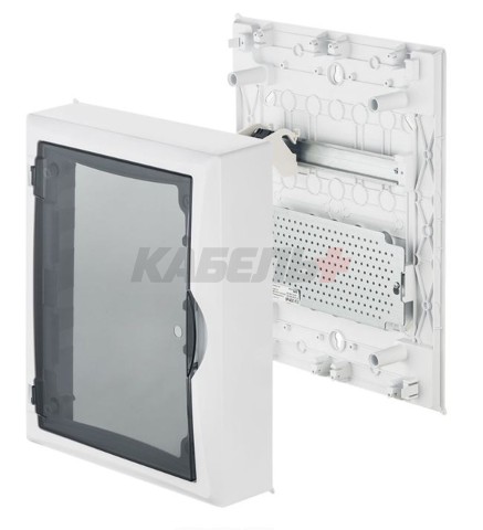 Щит навесной ECO BOX мультимед, TS35+1x МП перф.118x270mm, дымчатая пласт. дверь, белый RAL9003, 434x354x105mm, IP40