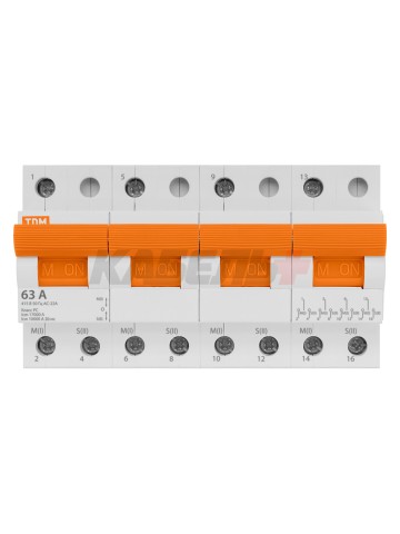 Модульный переключатель трехпозиционный МП-125 4P 63А TDM
