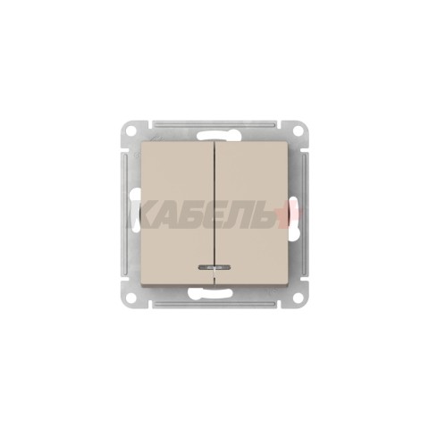 ATLASDESIGN 2-клавишный ВЫКЛЮЧАТЕЛЬ с подсветкой, сх.5а, 10АХ, мех., быстрозажим. клем., ПЕСОЧНЫЙ