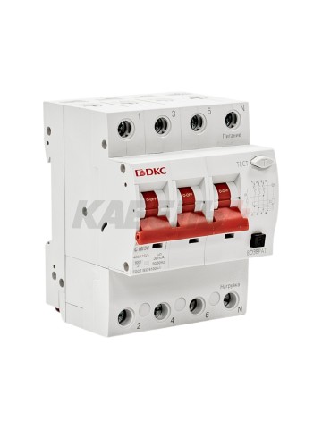 Дифавтомат YON max типа MDR, 3P+N, 30mA, 16A, хар-ка C, 6kA, тип A DKC