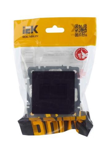 BRITE Розетка двойная RJ11+RJ45 кат.5E РК/Т12-БрЧ черный IEK
