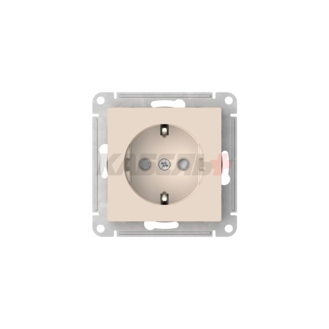 ATLASDESIGN РОЗЕТКА с заземлением со шторками, 16А, механизм, быстрозажим. клем., БЕЖЕВЫЙ