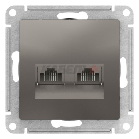 Розетка компьютерная двойная RJ45+RJ45 Schneider Electric AtlasDesign ATN000985 Сталь