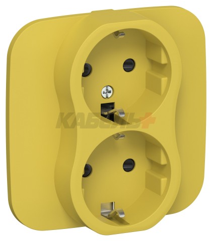FLITE Розетка 2-местная с заземлением с защитными шторками 16А РСш12-0-А-ФлЖК желтый карри IEK