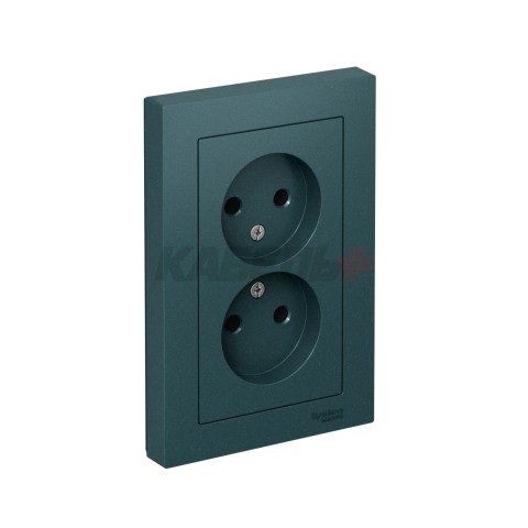 ATLASDESIGN РОЗЕТКА двойная без заземления, 16А, в сборе, ИЗУМРУД