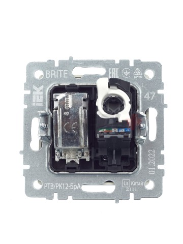 BRITE Розетка двойная TV+RJ45 кат.5E РТВ/РК12-БрА алюминий IEK
