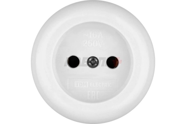 Розетка 2П 16А 250B о/у белая "Ретро" (карболит) TDM