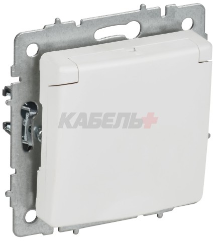 BRITE Розетка 1-местная с заземлением с защитными шторками и крышкой 16А IP20 РСбш10-3-БрАБ арктический белый IEK