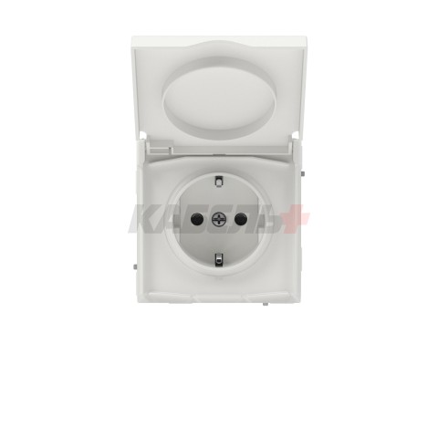 Розетка силовая, 2P+E, с з/ш, с крышкой, IP44, KANT, белый песок DKC