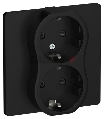 FLITE Розетка 2-местная с заземлением с защитными шторками безвинтовое крепление 16А РСш12-1-К-ФлЧ черный IEK