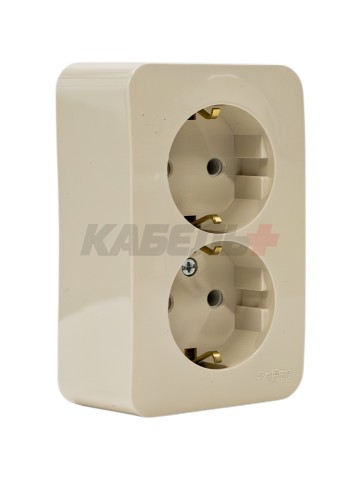 BLANCA О/У РОЗЕТКА двойная с заземлением без шторок, ИЗОЛ.ПЛ., 16А, 250В, БЕЖЕВЫЙ