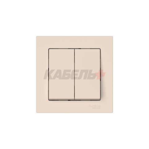 ATLASDESIGN 2-клавишный ВЫКЛЮЧАТЕЛЬ, сх.5, 10АХ, в сборе, быстрозажим. клем., БЕЖЕВЫЙ