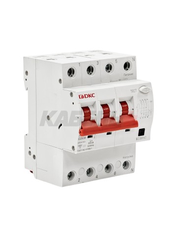 Дифавтомат YON max типа MDR, 3P+N, 30mA, 25A, хар-ка C, 6kA, тип A DKC