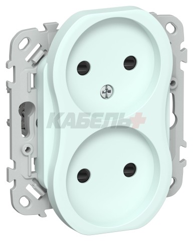 FLITE Розетка 2-местная без заземления с защитными шторками безвинтовое крепление 10А РСш02-1-ФлХЛ холодный лед IEK