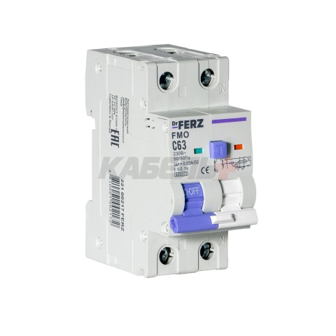 FMO-EL-1P+N 63A 30mA 6kA тип AC, х-ка C, 2M Дифавтомат