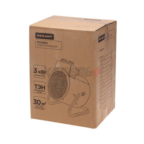 Пушка тепловая электрическая, круглая, регулировка угла наклона, ТЭН, 3кВт REXANT