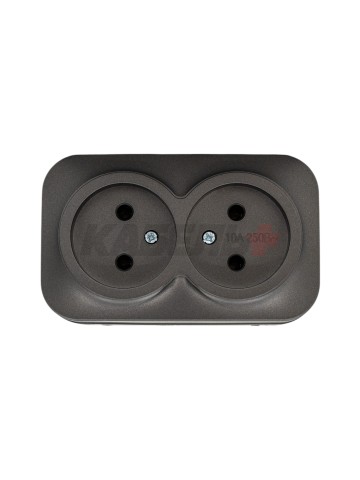 GLORY Розетка 2-местная для открытой установки без заземления без защитных шторок 10А РС22-2-ХСм сталь матовый IEK