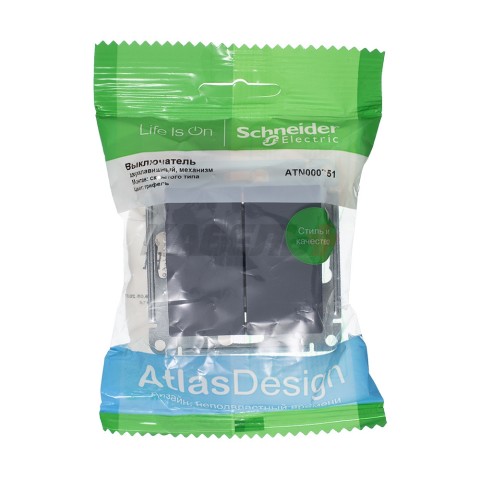 ATLASDESIGN 2-клавишный ВЫКЛЮЧАТЕЛЬ, сх.5, 10АХ, механизм, ГРИФЕЛЬ
