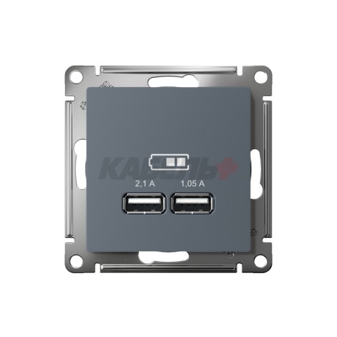 ATLASDESIGN USB РОЗЕТКА A+A, 5В/2,1А, 2х5В/1,05А, механизм, ГРИФЕЛЬ