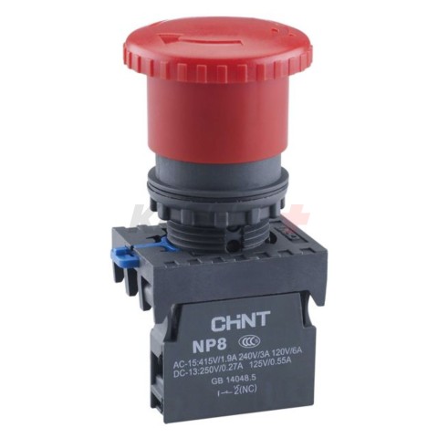 Кнопка управления "Грибок" Ф40мм с фиксацией NP8-01ZS/14 красная 1НЗ IP65 (R)