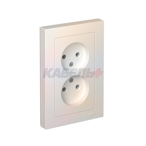 ATLASDESIGN РОЗЕТКА двойная без заземления, 16А, в сборе, ЖЕМЧУГ