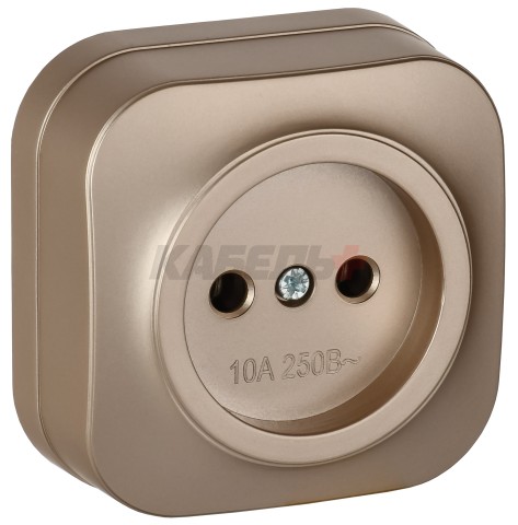 GLORY Розетка 1-местная для открытой установки без заземления без защитных шторок 10А РС20-2-ХШм шампань матовый IEK