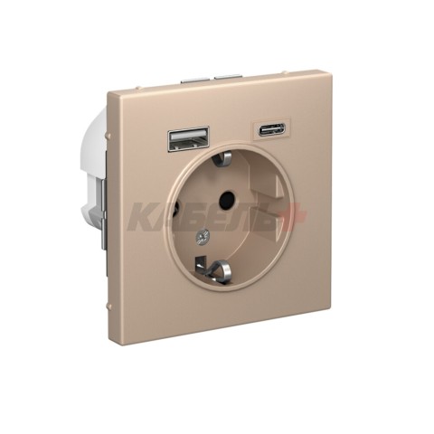 ARTGALLERY РОЗЕТКА 16А с 2 USB A+C, 5В/2,4А/3,0А, 2х5В/1,5А, механизм, ПЕСОЧНЫЙ