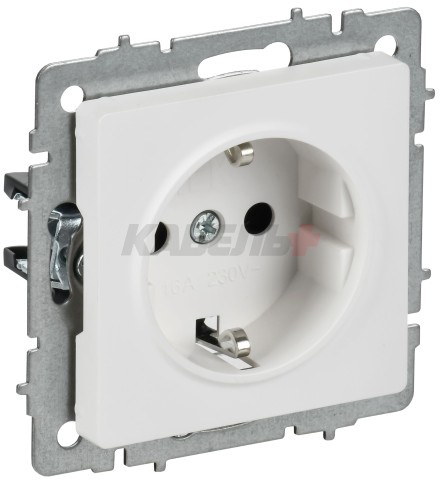 BRITE Розетка 1-местная с заземлением с защитными шторками 16А РС14-1-0-БрАБ арктический белый IEK