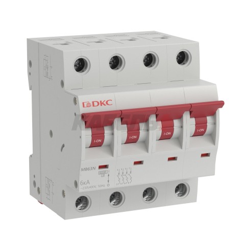 Модульный автоматический выключатель YON MB63, 4P, характеристика B, 3A, 6kA DKC