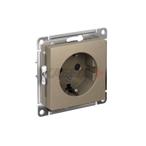 ATLASDESIGN РОЗЕТКА с заземлением со шторками, 16А, механизм, ШАМПАНЬ
