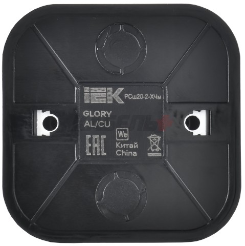 GLORY Розетка 1-местная для открытой установки без заземления с защитными шторками 10А РСш20-2-ХЧм черный матовый IEK