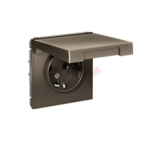 ARTGALLERY РОЗЕТКА с заземл. со шторк. с крышкой, 16А, IP20, механизм, МОККО
